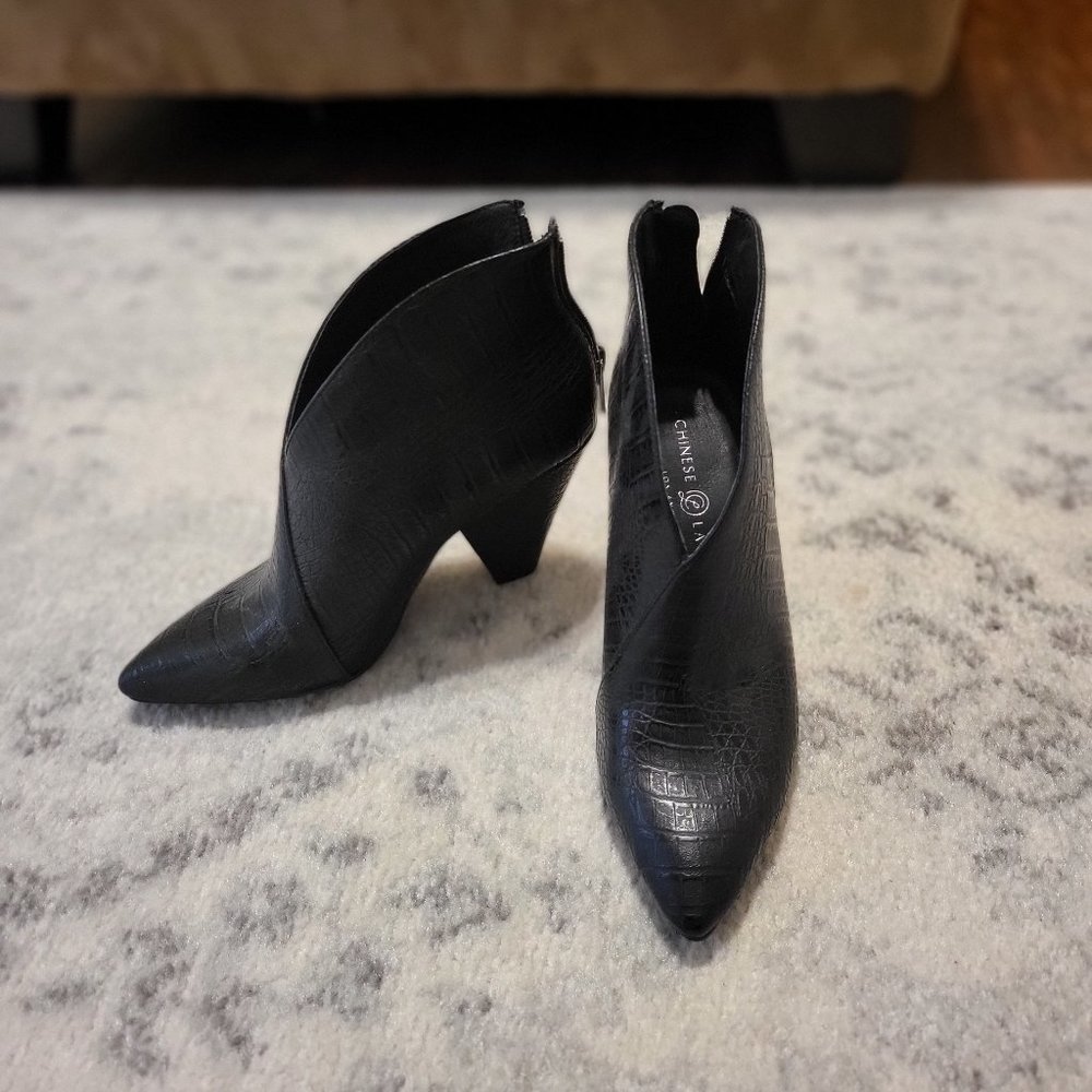 Chinese Laundry Booties - black reptile